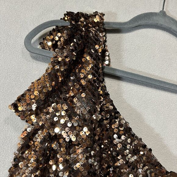 Gold Sequins Mini‎ Dress Size 3 Juniors Homecoming Party Prom mermaidcore Fairy - Picture 6 of 9